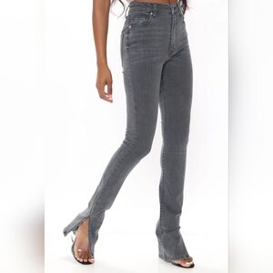 Fashion Nova Tall Soho Side Split Skinny Jeans Size 11 Grey